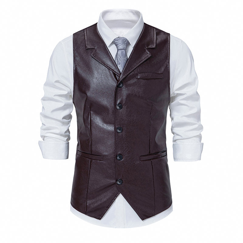 Herren elegante Kunstlederweste