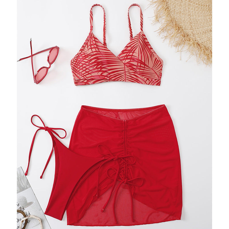 Damen Bikini-Set mit verspieltem Wickelrock und raffinierten Schnürdetails R&B