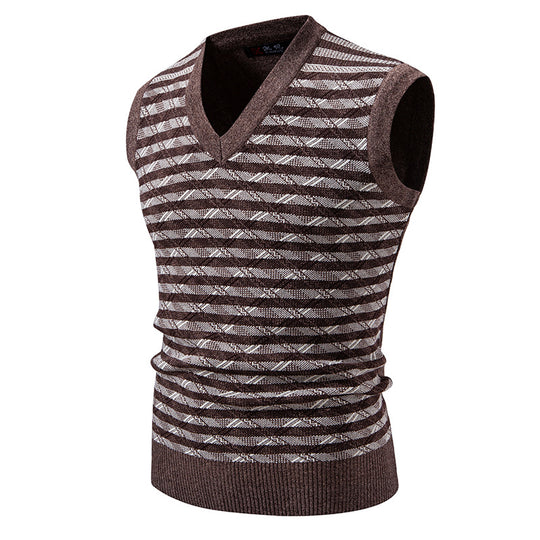 Herren ärmellose Strickjacke mit modernem Zopfmuster R&B