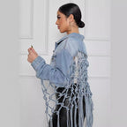 Damen Denimjacke mit einzigartigem Knoten-Detail und lässigem Schnitt R&B