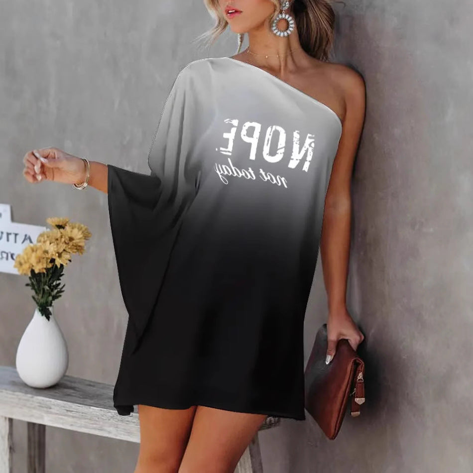 Damen asymmetrisches Mini-Kleid mit grafischem Aufdruck R&B