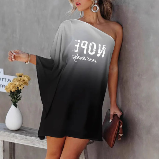 Damen asymmetrisches Mini-Kleid mit grafischem Aufdruck R&B