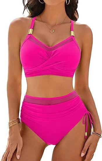 Damen Hochwertiges Bikini-Set mit transparenten Akzenten und modischem Wickeldesign R&B