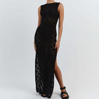 Damen Strickkleid im angesagten Rautenmuster mit hohem Schlitz R&B