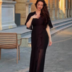 Damen Elegantes Maxikleid mit fließendem Schnitt und raffinierten ärmellosen Akzenten R&B