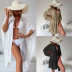 Damen luftiger Strandüberwurf mit Knopfdetails R&B