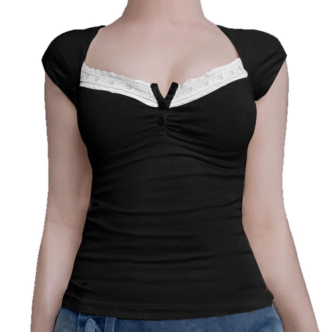 Damen Ripp-Trägershirt mit setzen Spitze R&B