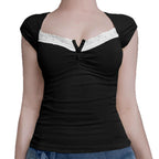 Damen Ripp-Trägershirt mit setzen Spitze R&B