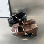 Damen Elegante Ballerinas mit dekorativem Riemen und hochwertiger Lederoberfläche R&B