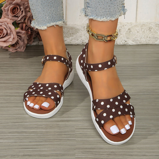 Damen elegante Sandalen mit verstelbaren Riemen und punktiertem Design R&B