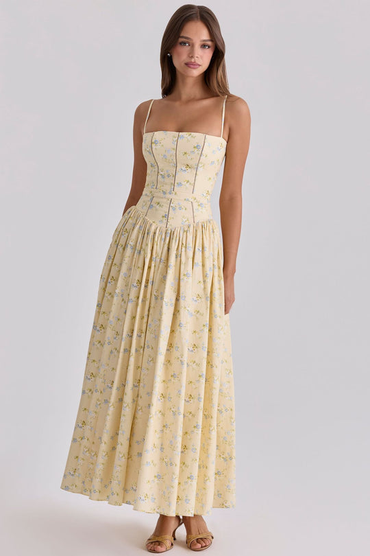 Damen nan tailliertes Maxikleid mit Korsettoberteil und feinen Spaghettiträgern R&B