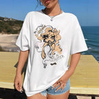 Damen T-Shirt mit künstlerischem Skelettmotiv und einzigartigem Druck R&B