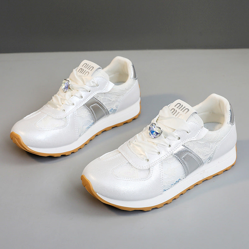 Damen sportliche Sneakers mit funkelndem Kristall und atmungsaktiver Oberfläche R&B