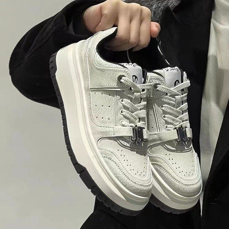 Damen Trendige Sneaker mit robuster Plateau-Sohle und modischem Schnallen-Design R&B