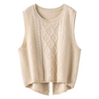 Damen Ärmellose Strickweste mit Zopfmuster und modernen Details R&B