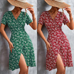 Damen Wickelkleid mit floralem Muster und seitlichem Schlitz R&B