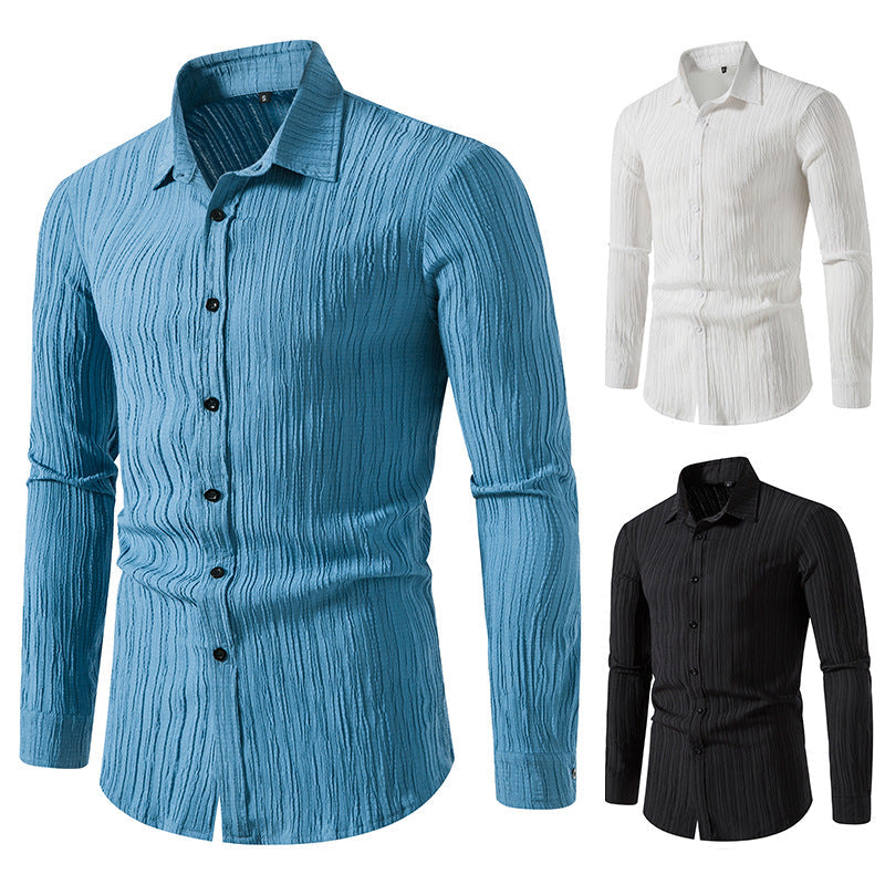 Herren Langarmhemd mit strukturiertem Design und moderner Passform