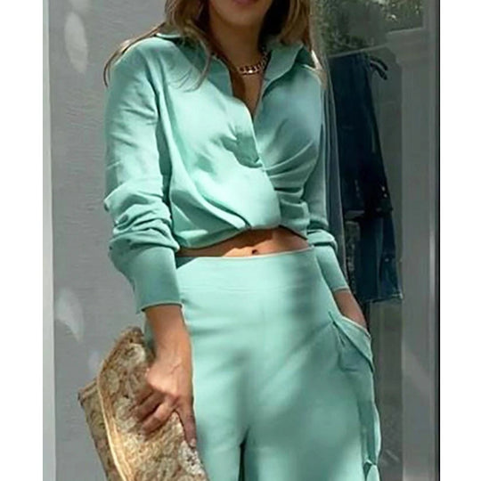 Damen Elegantes Oberteil mit weitem Schnitt und passenden Palazzo-Hosen R&B