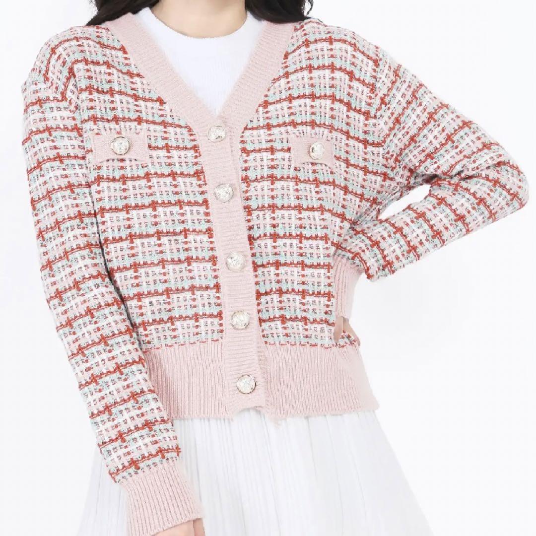 Damen modischer Strickcardigan mit farbenfrohem Muster und Knopfleiste R&B