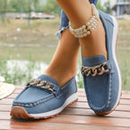 Damen Mokassins mit modischem Ketten-Design und rutschfester Sohle R&B