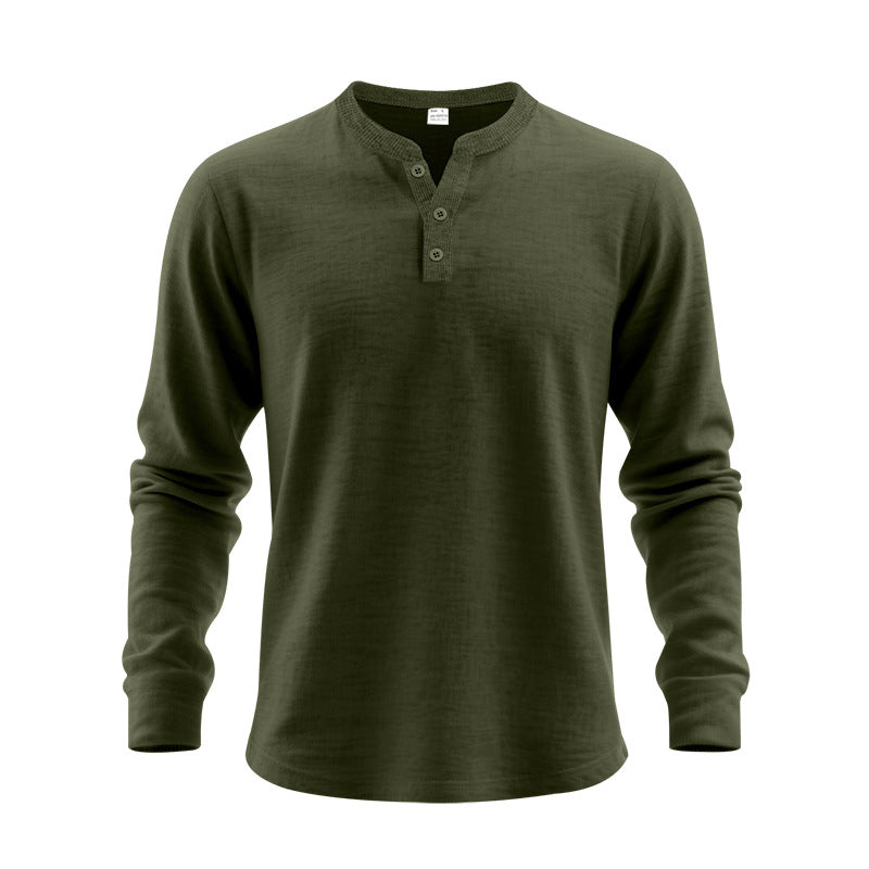 Herren Langarm-Henley-Shirt aus weichem Baumwollmix R&B
