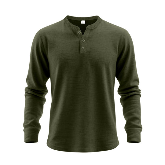 Herren Langarm-Henley-Shirt aus weichem Baumwollmix R&B