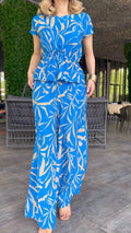 Damen Flowing Jumpsuit mit floralem Design und elastischer Taillierung R&B