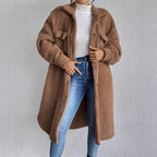 Damen Weiche und gemütliche Teddyjacke im Long-Format R&B