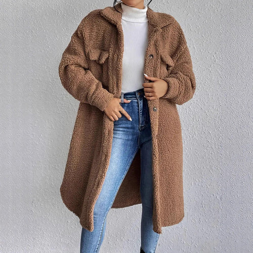 Damen Weiche und gemütliche Teddyjacke im Long-Format R&B