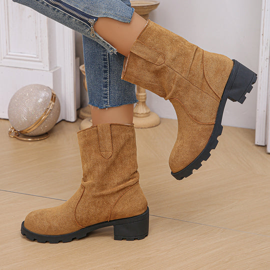 Damen Modische Stiefeletten mit gefüttertem Kragen und robustem Profil R&B