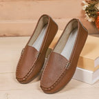 Damen Mokassin-Schuhe mit elegantem Narbenleder und rutschfester Sohle R&B