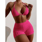 Damen Triangel-Bikini mit hochwertigem Rüschendesign und stretchy Shorts R&B