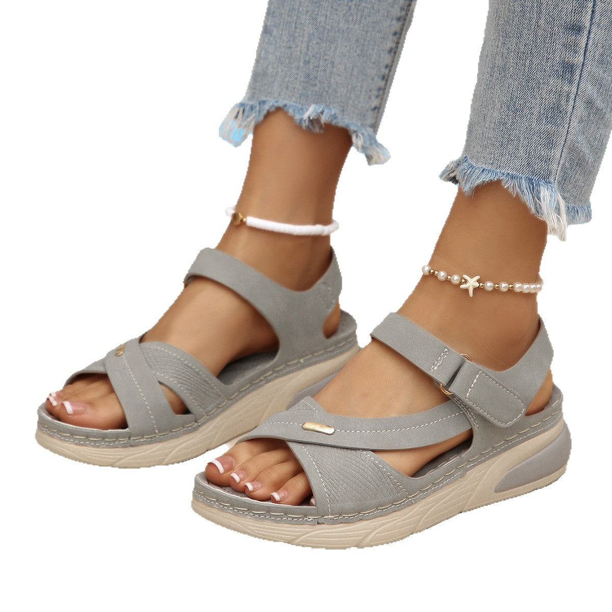 Damen Komfortable Riemchensandalen mit atmungsaktiver Sohle R&B