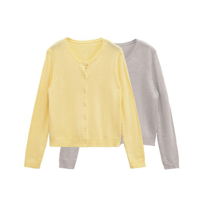Damen leichte Strickjacke mit schlichten Knöpfen und eleganter Passform R&B