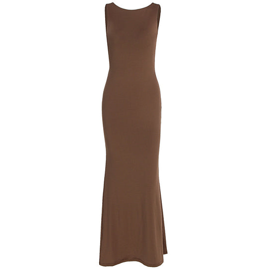 Damen körperbetontes Maxikleid mit schönem U-Boot-Ausschnitt und bequemen Tragekomfort R&B