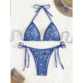 Damen Triangel-Bikini mit verspieltem BindR&Band und eleganter Musterung R&B