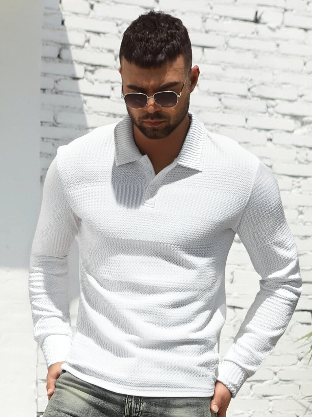 Herren Langarm Poloshirt R&B