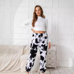 Damen kuschelige Fleece-Hose mit Leopardenmuster