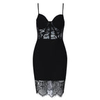 Damen Spitzen- und Satin-Mikrokleid mit eleganter Passform R&B