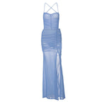 Damen Transparentes Maxikleid mit raffinierten Rüschendetails und Schlitz R&B