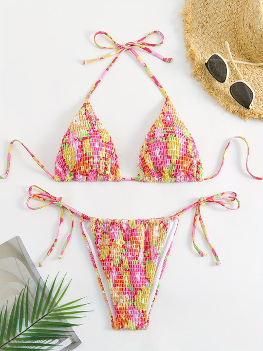 Damen Triangel-Bikini-Set mit floralem Design R&B