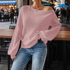 Damen lässiger Pullover mit asymmetrischem Schnitt und überschnittenen Schultern R&B