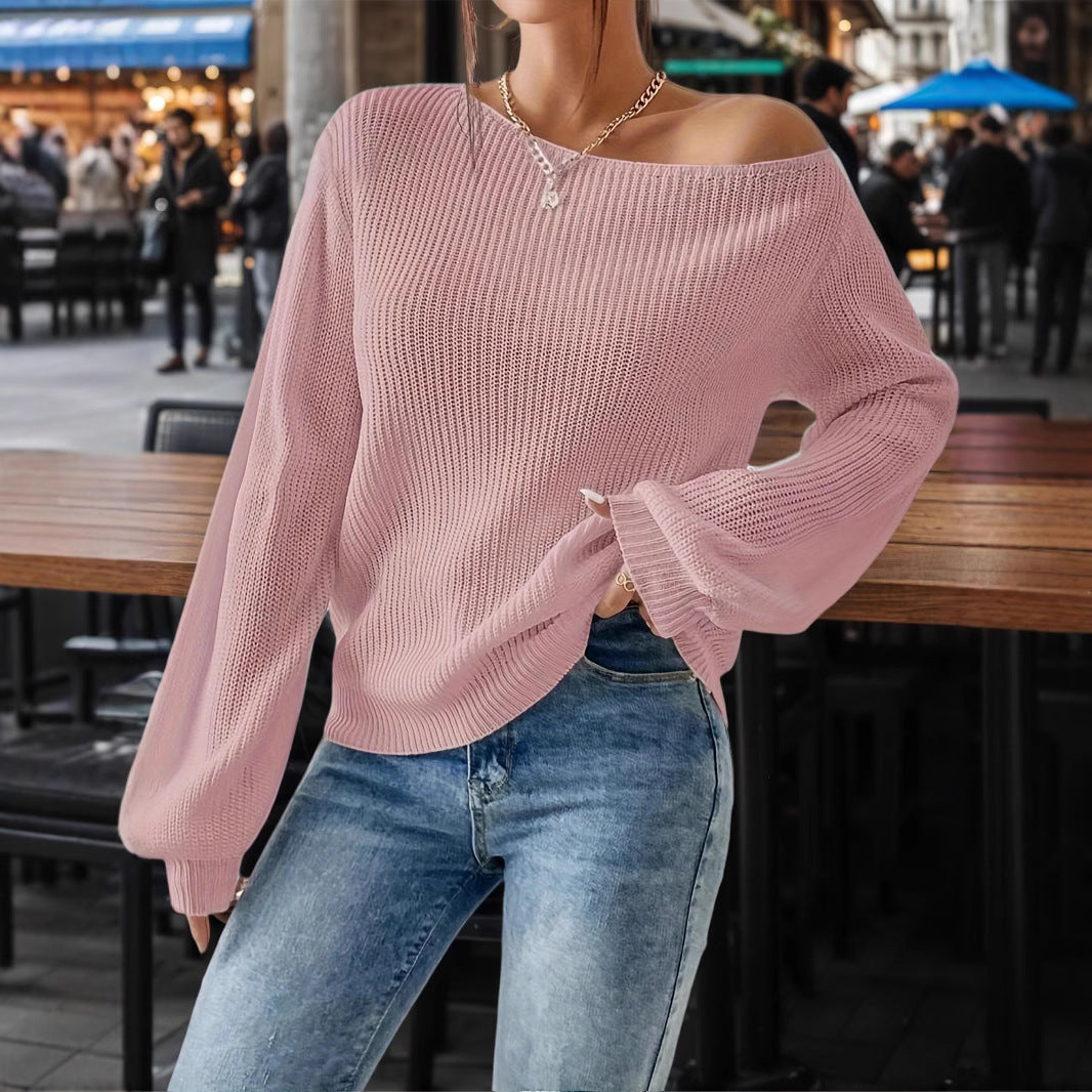 Damen lässiger Pullover mit asymmetrischem Schnitt und überschnittenen Schultern R&B