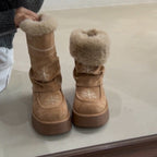 Damen Winterstiefel mit flauschigem Kragen und stilvollen Schneeflocken-Motiven R&B