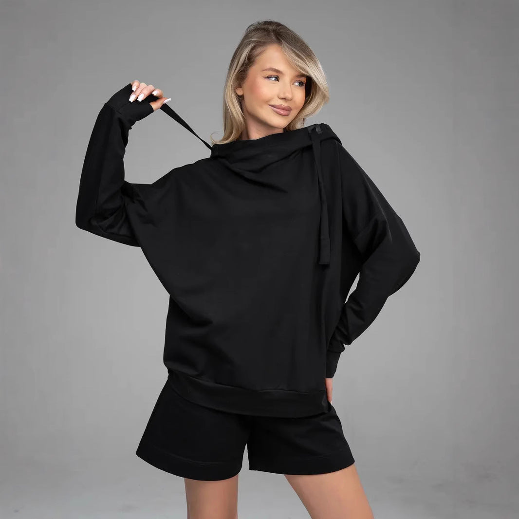 Damen lässiges Oversized Hoodie und Shorts Set R&B