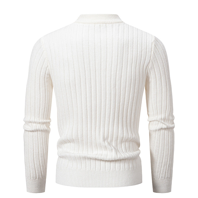 Herren Strickpullover mit hochgeschlossenem Kragen und Zopfmuster R&B