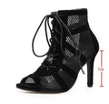 Damen Peep-Toe Stiefeletten aus atmungsaktivem Netzmaterial mit eleganten Schnürdetails R&B