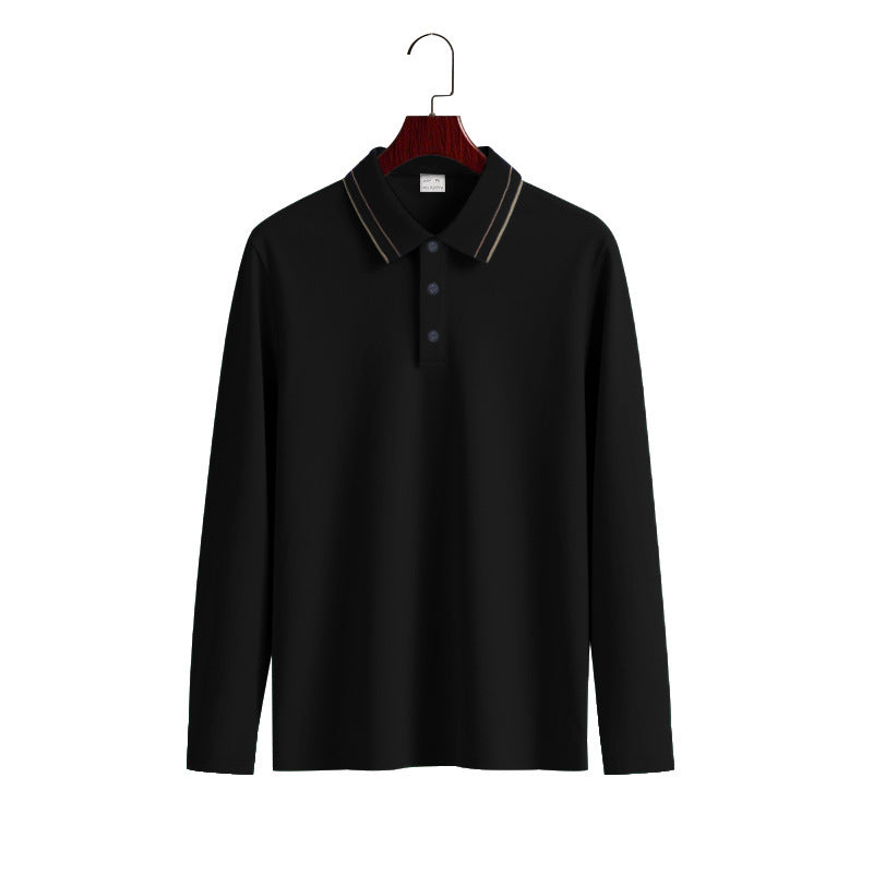 Herren Langarm-Poloshirt aus weichem Baumwollmix mit strukturiertem Kragen R&B