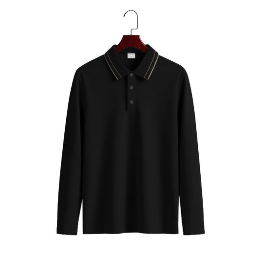 Herren Langarm-Poloshirt aus weichem Baumwollmix mit strukturiertem Kragen R&B