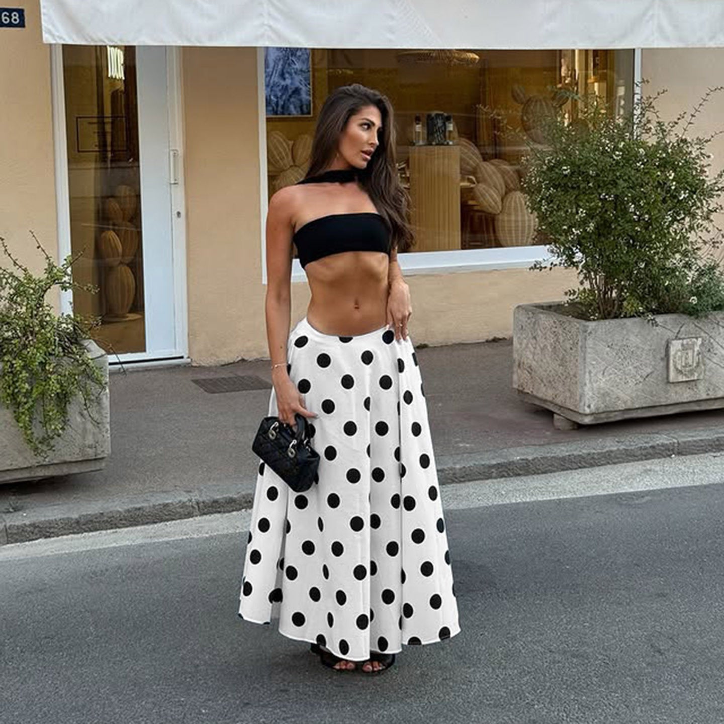 Damen Maxirock im verspielten Polka-Dots-Design R&B